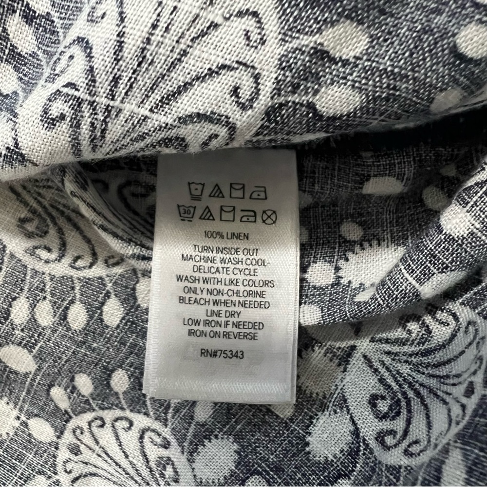 Sigrid Olsen 100% Linen Embroidered Tunic Top Blue White Boho Women’s M - Picture 10 of 15